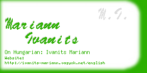 mariann ivanits business card